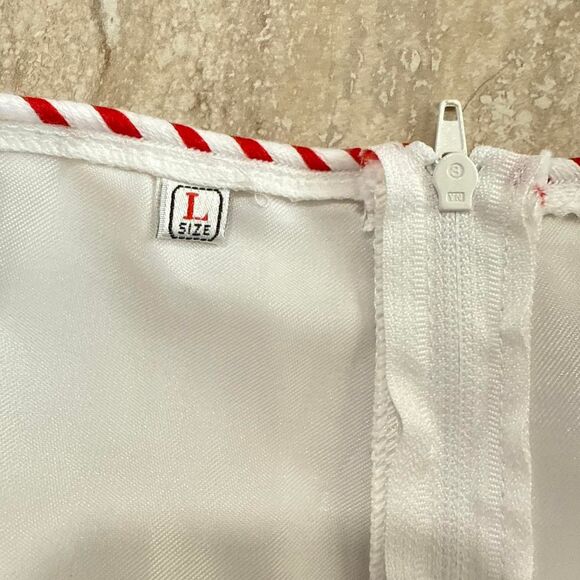 Vintage White Satin mini Micro Shorts red Heart rhinestones Sz L Coquette lolita - Picture 5 of 7